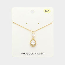 Load image into Gallery viewer, Gold 18K Gold Filled CZ Teardrop Stone Pendant Necklace
