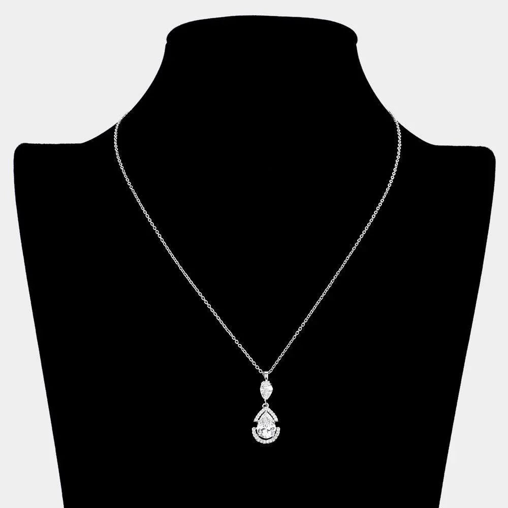 CZ Teardrop Stone Pendant Necklace - Jewelry Store by Erik Rayo