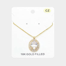 Load image into Gallery viewer, Gold 18K Gold Filled Oval CZ Stone Pointed Pendant Necklace
