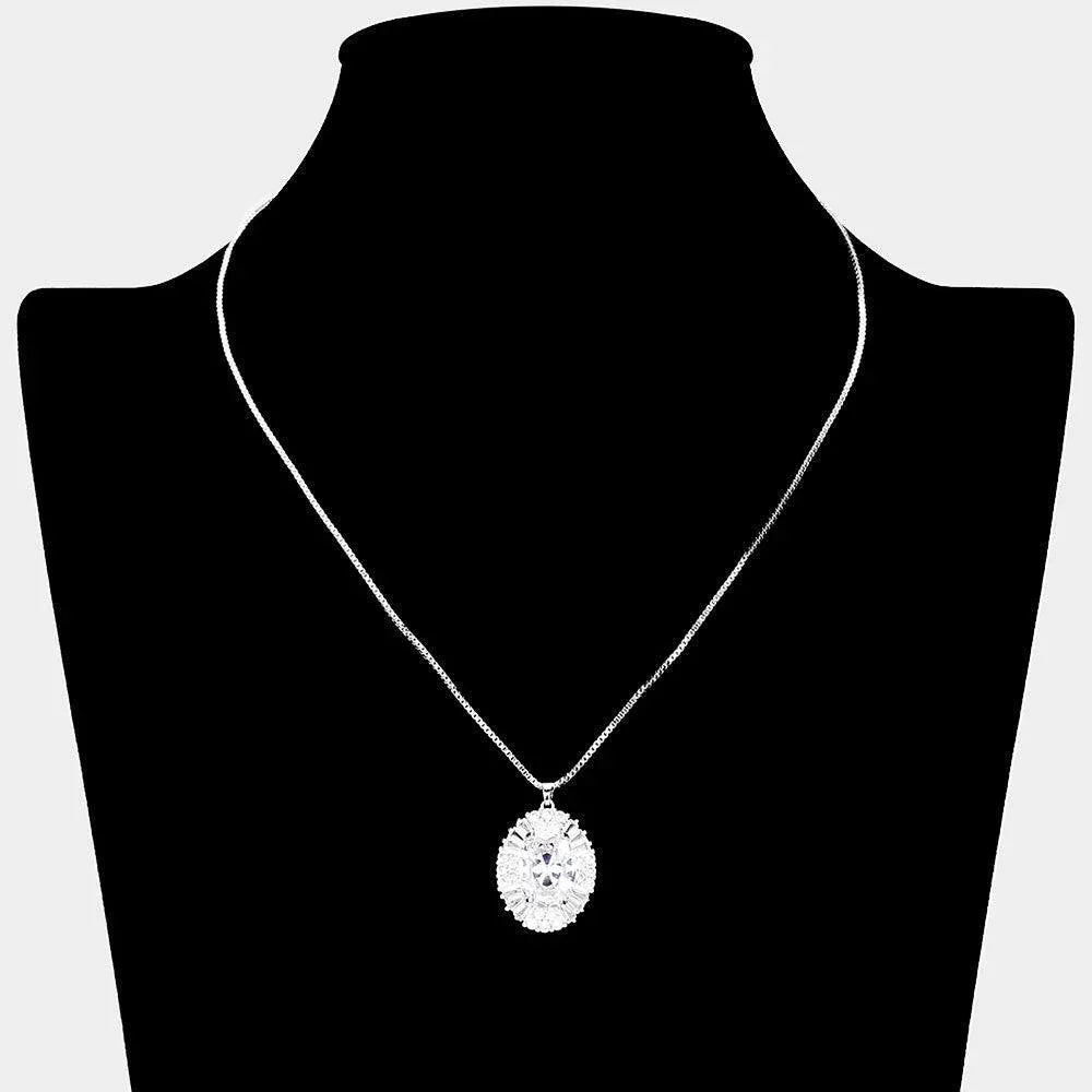 Oval CZ Stone Pointed Pendant Necklace - Jewelry Store by Erik Rayo