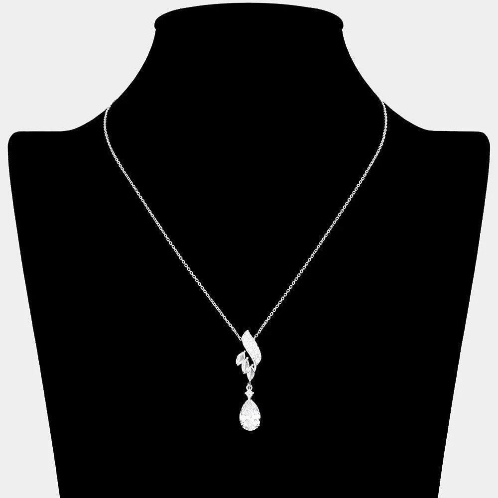 Teardrop Marquise CZ Stone Pointed Pendant Necklace - Jewelry Store by Erik Rayo