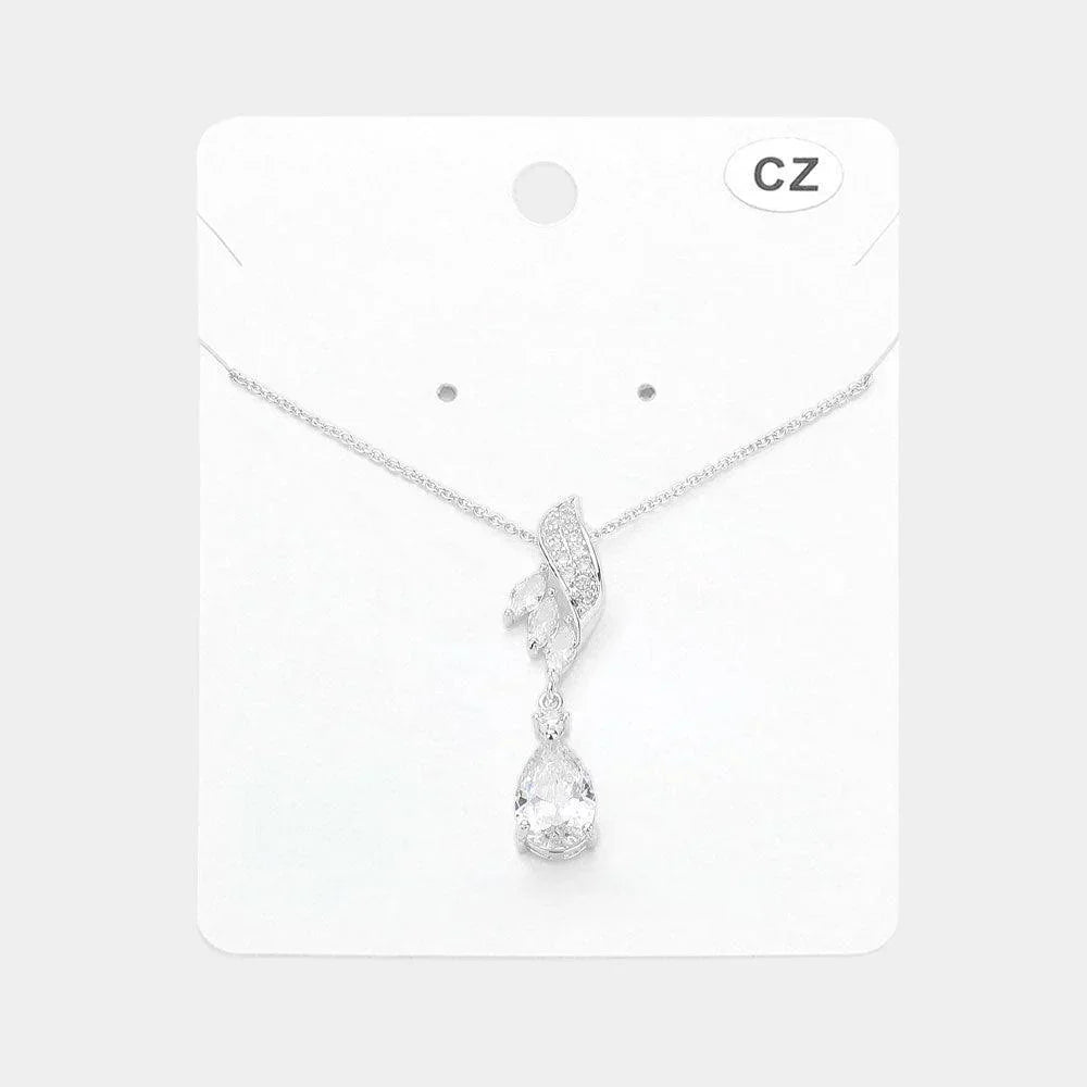 Teardrop Marquise CZ Stone Pointed Pendant Necklace - Jewelry Store by Erik Rayo