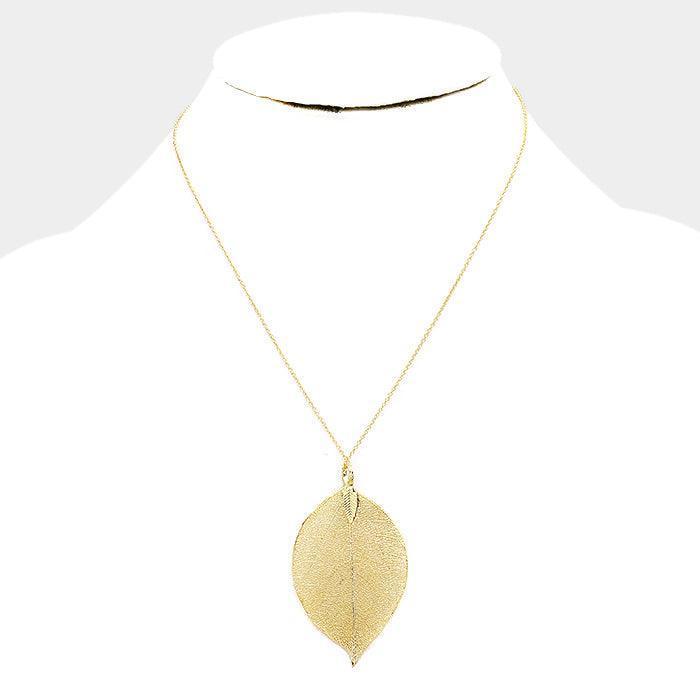 14K Gold Dipped Natural Filigree Leaf Necklace - Jewelry Store by Erik Rayo