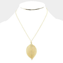 Load image into Gallery viewer, 14K Gold Dipped Natural Filigree Leaf Necklace
