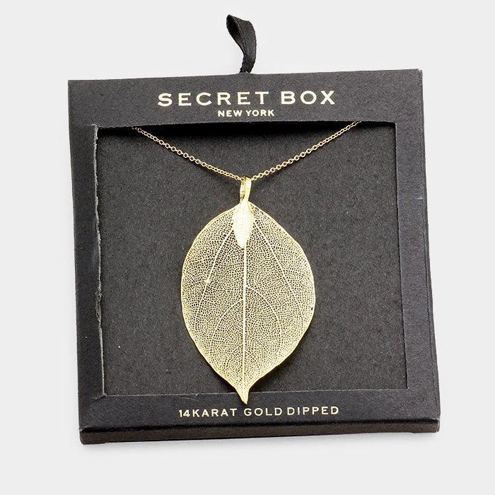 14K Gold Dipped Natural Filigree Leaf Necklace - Jewelry Store by Erik Rayo