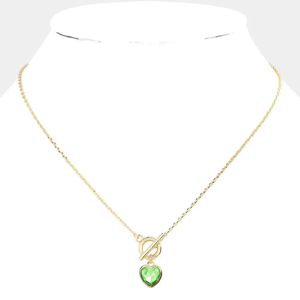 Green Heart Pendant Toggle Necklace - Jewelry Store by Erik Rayo