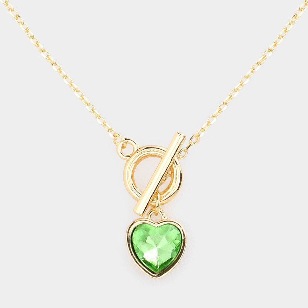 Green Heart Pendant Toggle Necklace - Jewelry Store by Erik Rayo