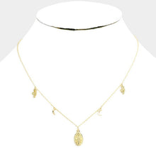 Load image into Gallery viewer, 14K Gold Dipped Saint Mary CZ Moon Necklace
