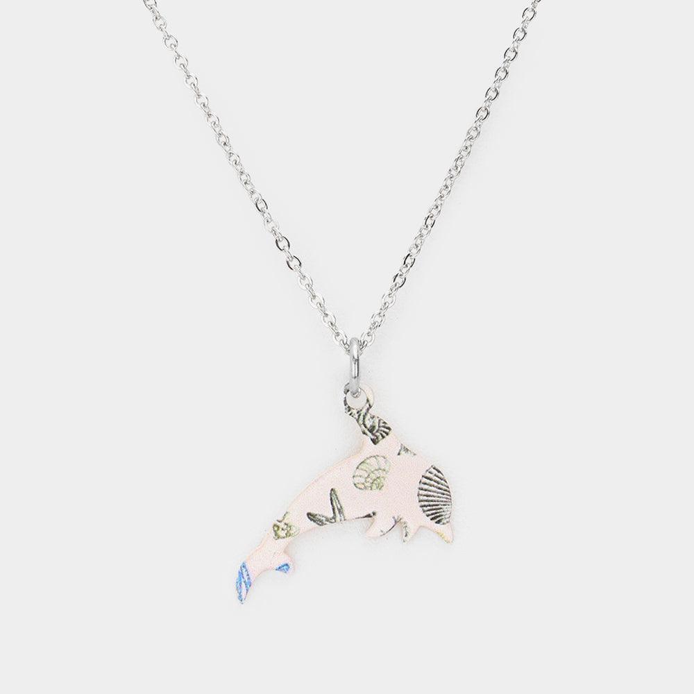 Silver Patterned Dolphin Pendant Necklace - Jewelry Store by Erik Rayo