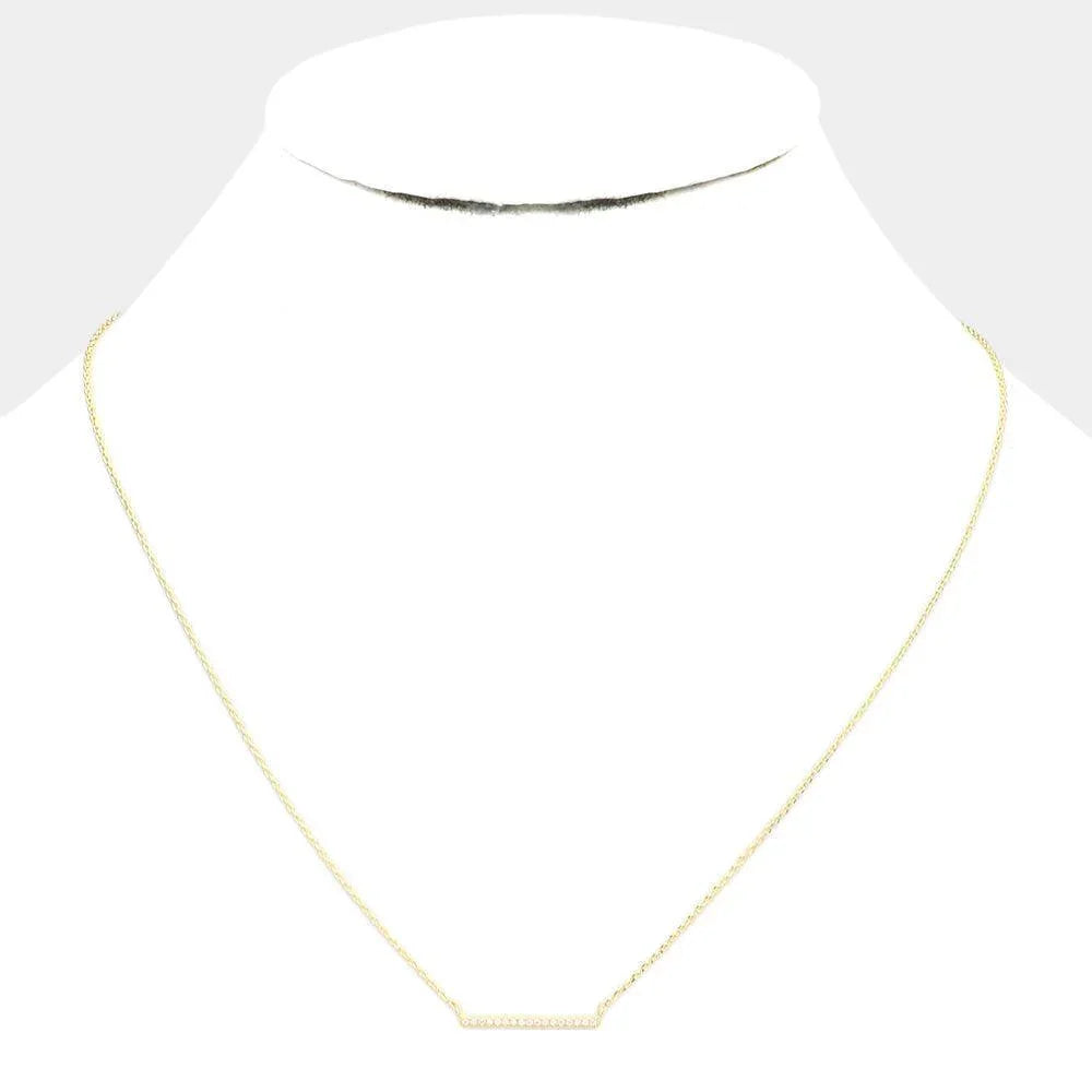 14K Gold Dipped CZ Bar Pendant Necklace - Jewelry Store by Erik Rayo