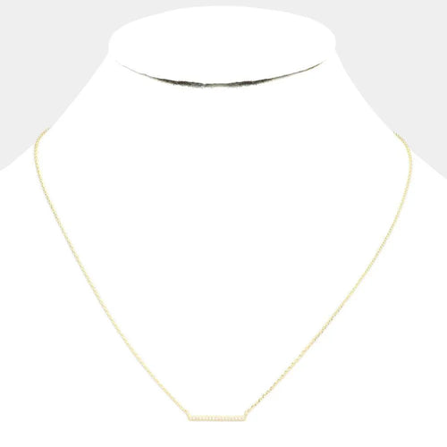 14K Gold Dipped CZ Bar Pendant Necklace - Jewelry Store by Erik Rayo