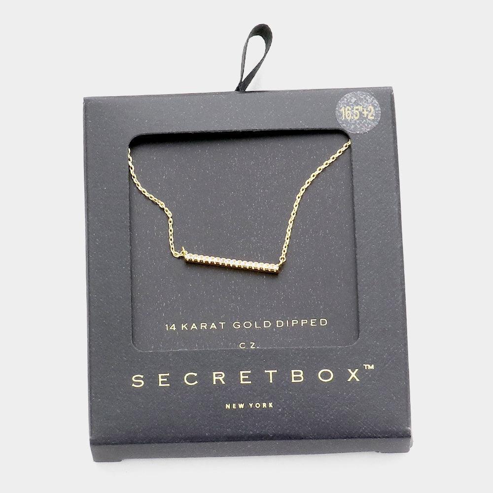 14K Gold Dipped CZ Bar Pendant Necklace - Jewelry Store by Erik Rayo