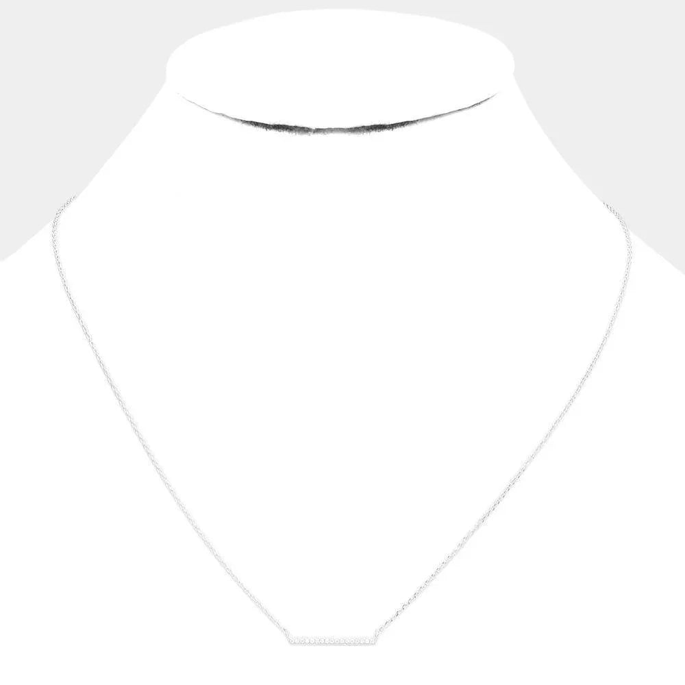 White Sterling Silver Dipped CZ Bar Pendant Necklace - Jewelry Store by Erik Rayo
