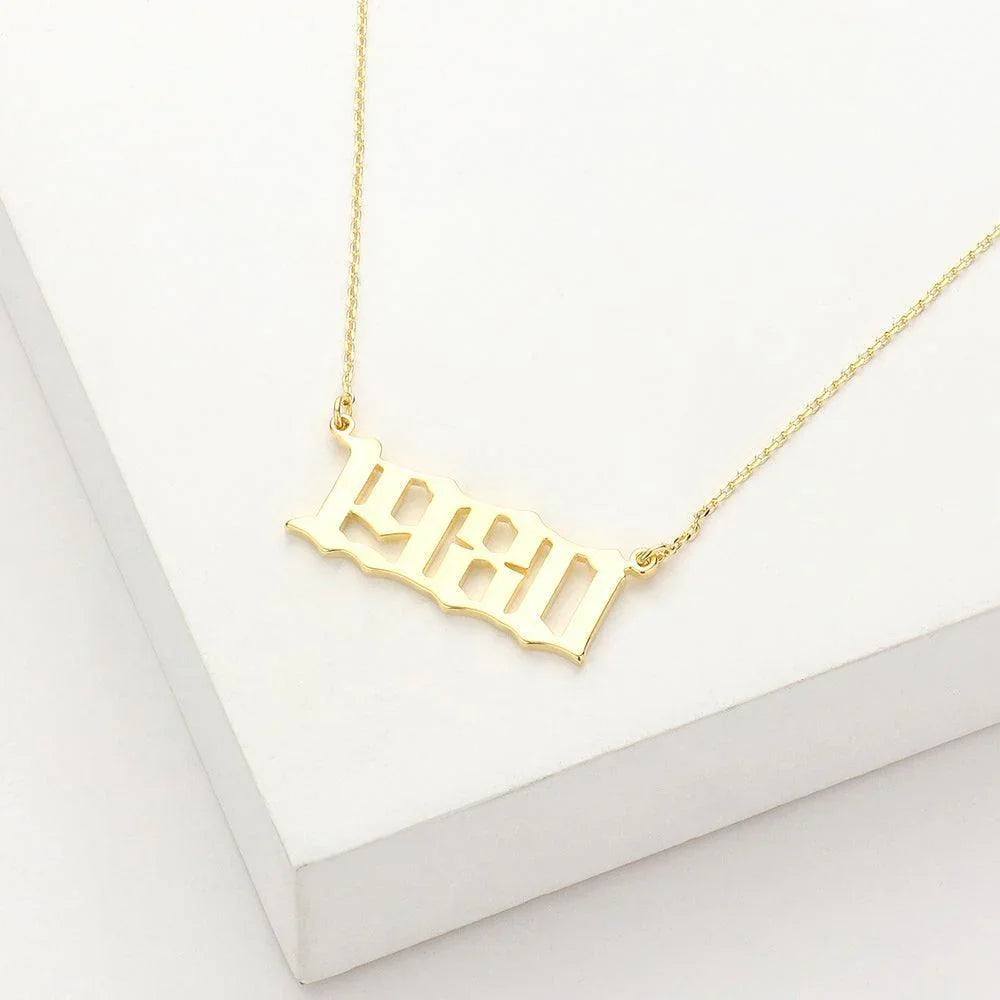 Gold 1980 Gold Dipped Birth Year Pendant Necklace - Jewelry Store by Erik Rayo