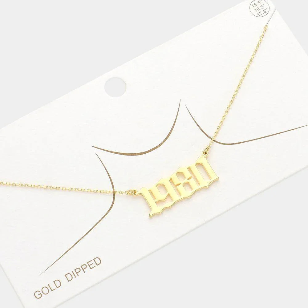 Gold 1980 Gold Dipped Birth Year Pendant Necklace - Jewelry Store by Erik Rayo