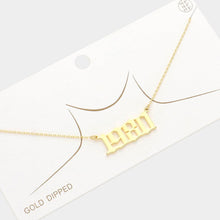 Load image into Gallery viewer, Gold 1980 Gold Dipped Birth Year Pendant Necklace
