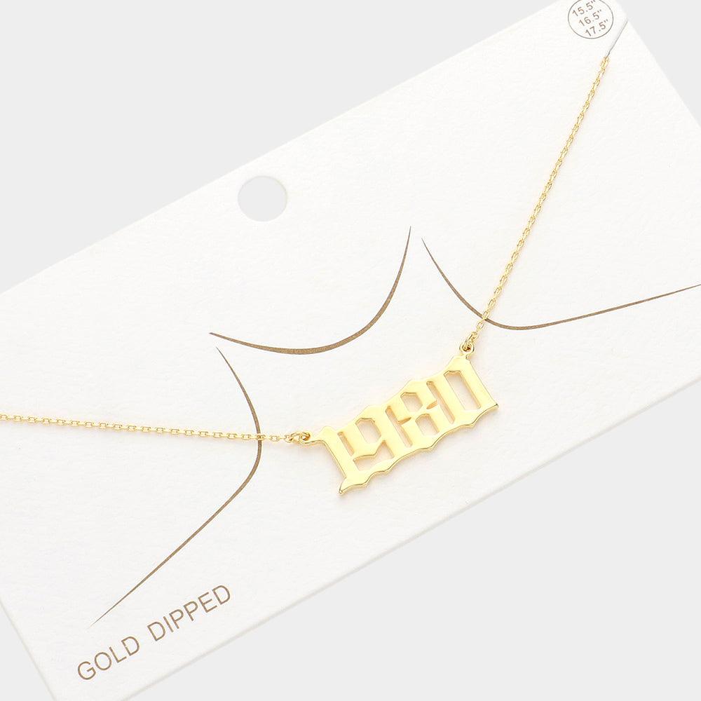 Gold 1980 Gold Dipped Birth Year Pendant Necklace