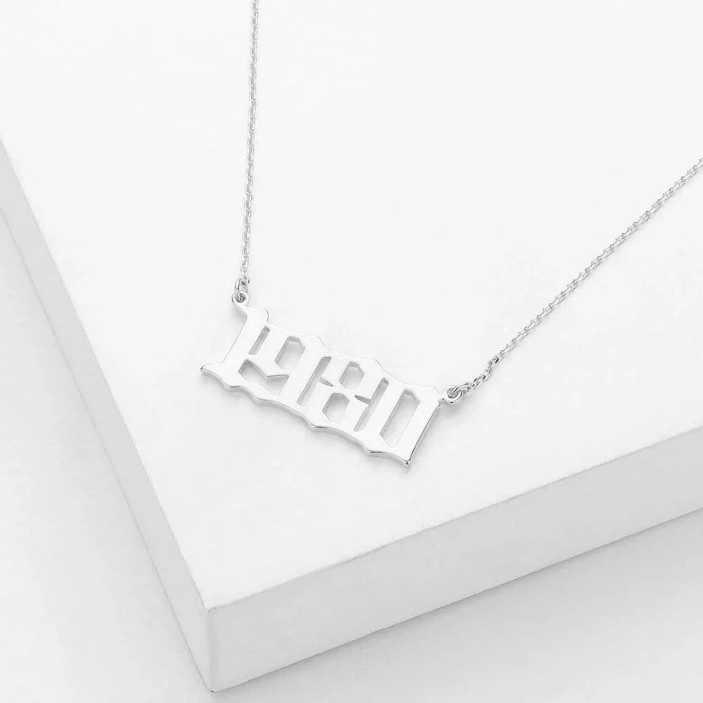 Gold 1980 White Gold Dipped Birth Year Pendant Necklace - Jewelry Store by Erik Rayo