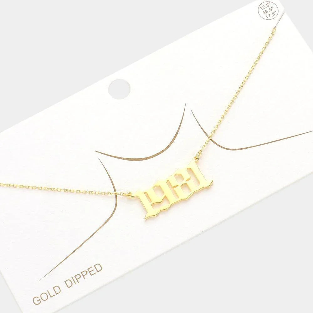Gold 1981 Gold Dipped Birth Year Pendant Necklace - Jewelry Store by Erik Rayo