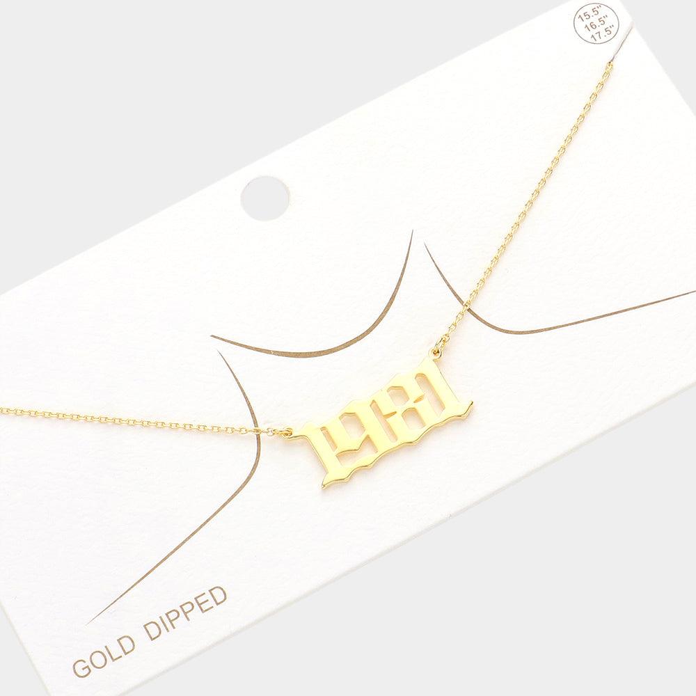 Gold 1981 Gold Dipped Birth Year Pendant Necklace