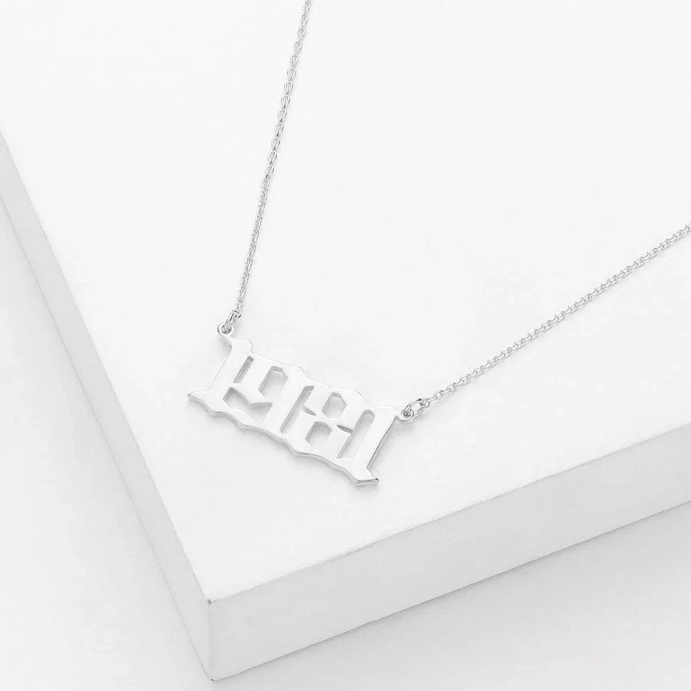 Gold 1981 White Gold Dipped Birth Year Pendant Necklace - Jewelry Store by Erik Rayo