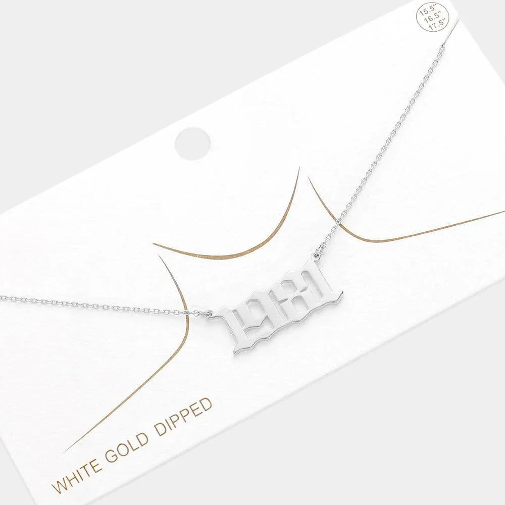 Gold 1981 White Gold Dipped Birth Year Pendant Necklace - Jewelry Store by Erik Rayo