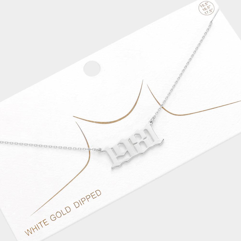 Gold 1981 White Gold Dipped Birth Year Pendant Necklace