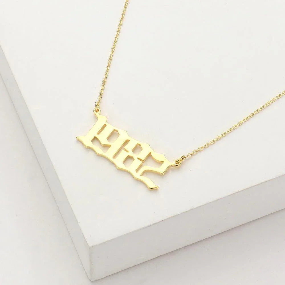 Gold 1982 Gold Dipped Birth Year Pendant Necklace - Jewelry Store by Erik Rayo