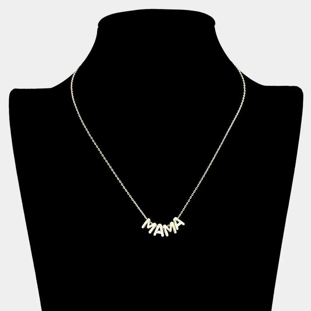 Gold Stone Paved MAMA Message Pendant Necklace - Jewelry Store by Erik Rayo