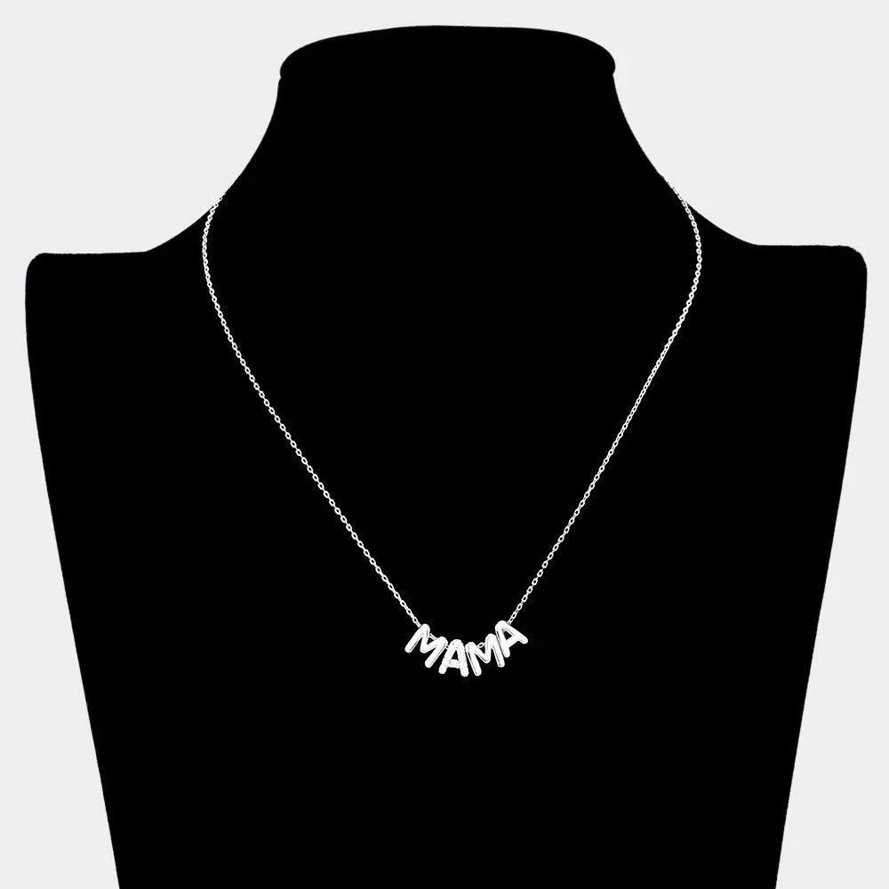 Stone Paved MAMA Message Pendant Necklace - Jewelry Store by Erik Rayo