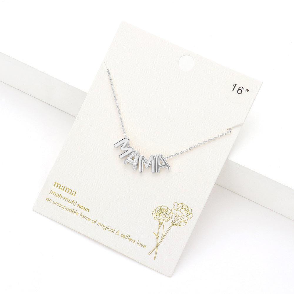 Stone Paved MAMA Message Pendant Necklace - Jewelry Store by Erik Rayo