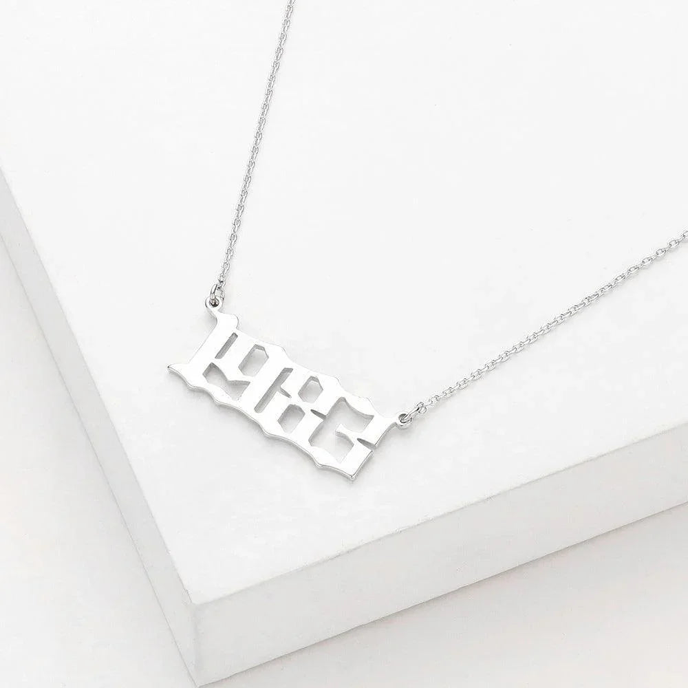Gold 1983 White Gold Dipped Birth Year Pendant Necklace - Jewelry Store by Erik Rayo