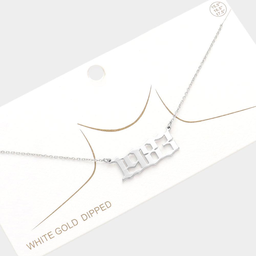 Gold 1983 White Gold Dipped Birth Year Pendant Necklace