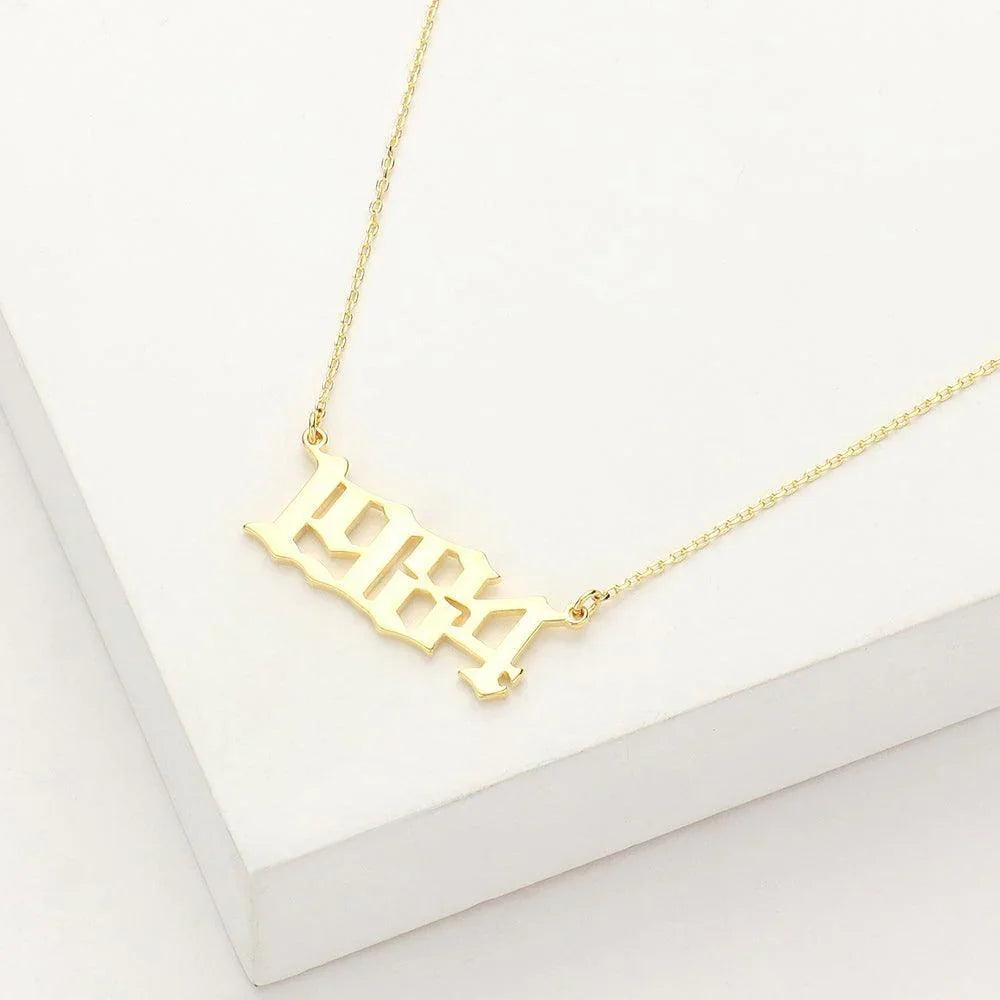 Gold 1984 Gold Dipped Birth Year Pendant Necklace - Jewelry Store by Erik Rayo