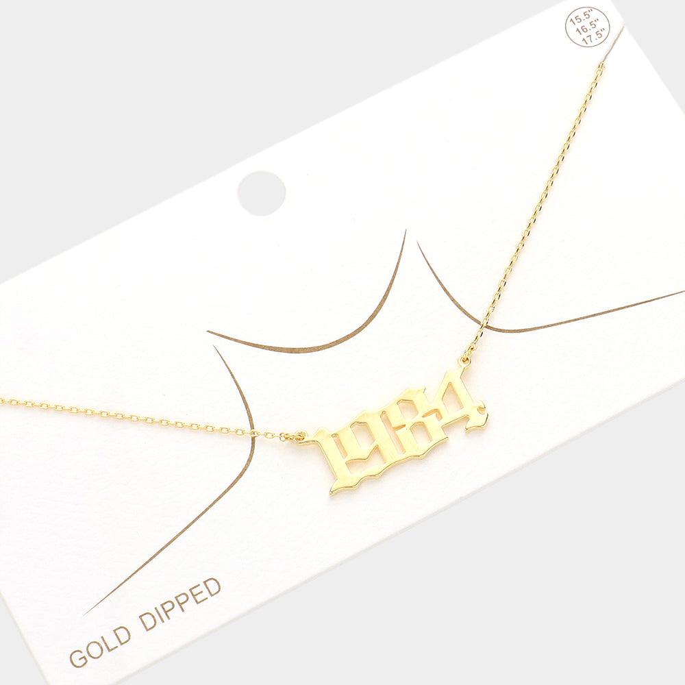 Gold 1984 Gold Dipped Birth Year Pendant Necklace