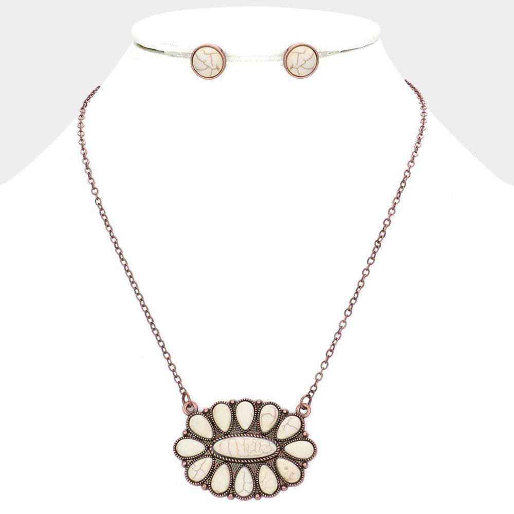 Teardrop Oval Natural Stone Cluster Pendant Necklace - Jewelry Store by Erik Rayo