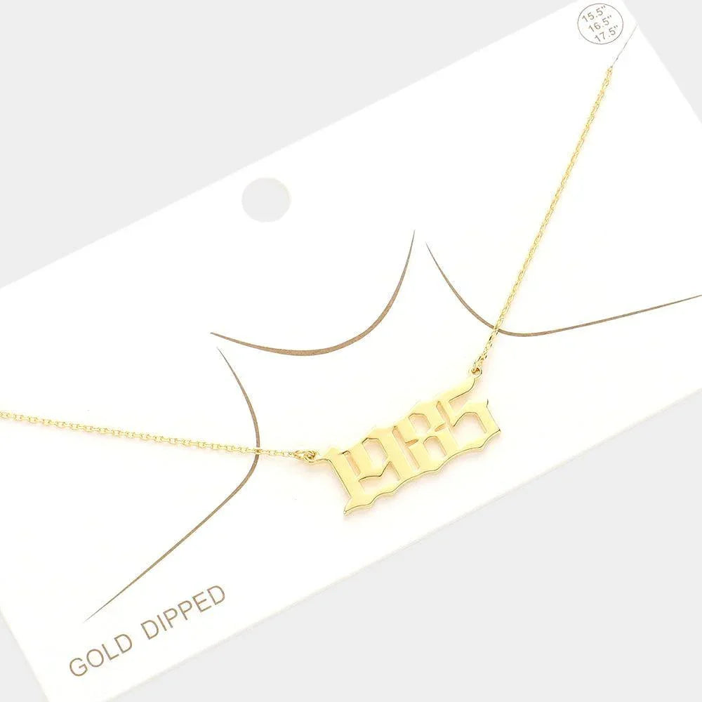 Gold 1985 Gold Dipped Birth Year Pendant Necklace - Jewelry Store by Erik Rayo