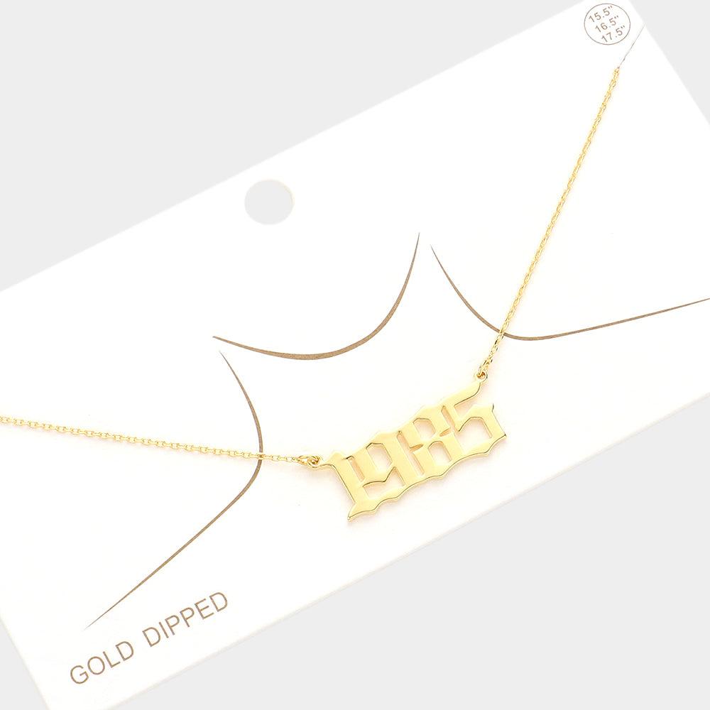 Gold 1985 Gold Dipped Birth Year Pendant Necklace