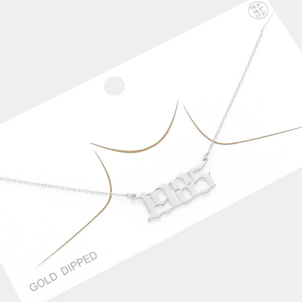 Gold 1985 White Gold Dipped Birth Year Pendant Necklace - Jewelry Store by Erik Rayo