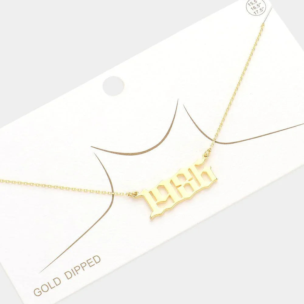 Gold 1986 Gold Dipped Birth Year Pendant Necklace - Jewelry Store by Erik Rayo