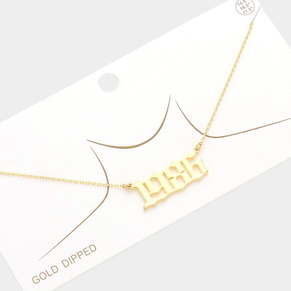 Gold 1986 Gold Dipped Birth Year Pendant Necklace