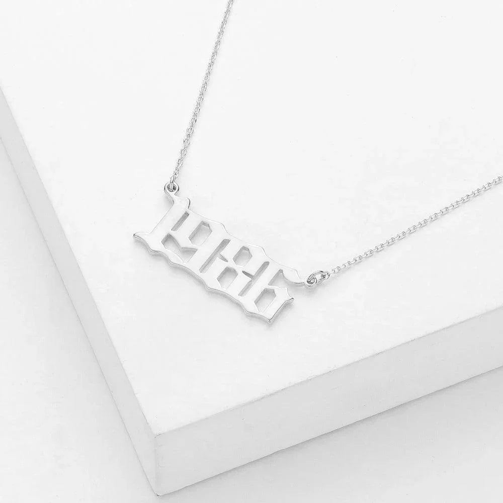 Gold 1986 White Gold Dipped Birth Year Pendant Necklace - Jewelry Store by Erik Rayo