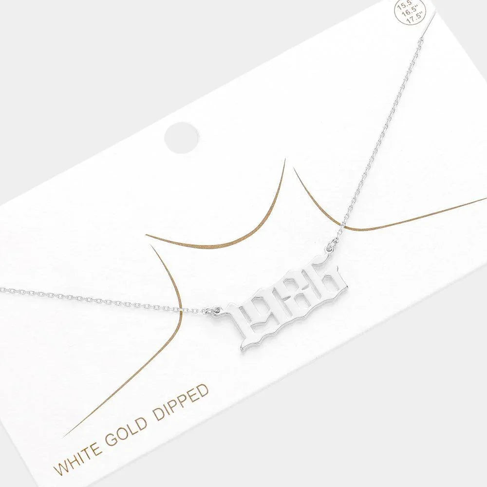 Gold 1986 White Gold Dipped Birth Year Pendant Necklace - Jewelry Store by Erik Rayo