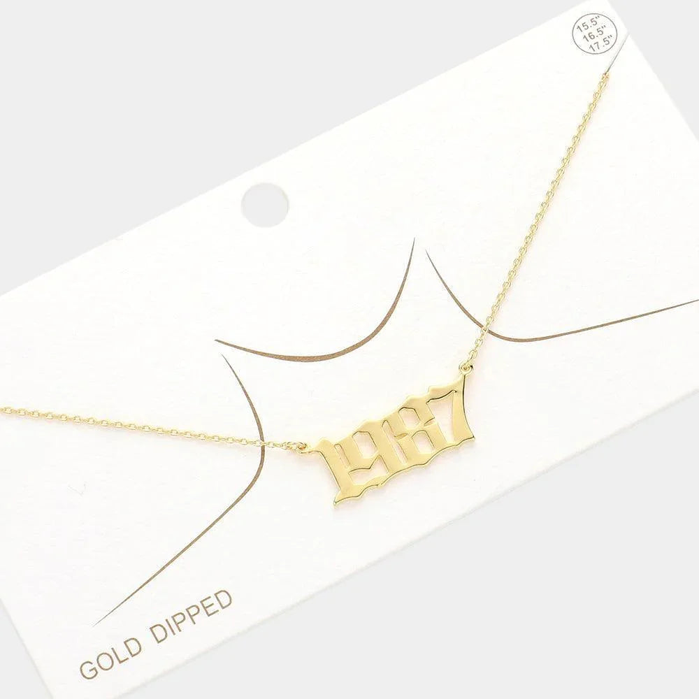 Gold 1987 Gold Dipped Birth Year Pendant Necklace - Jewelry Store by Erik Rayo