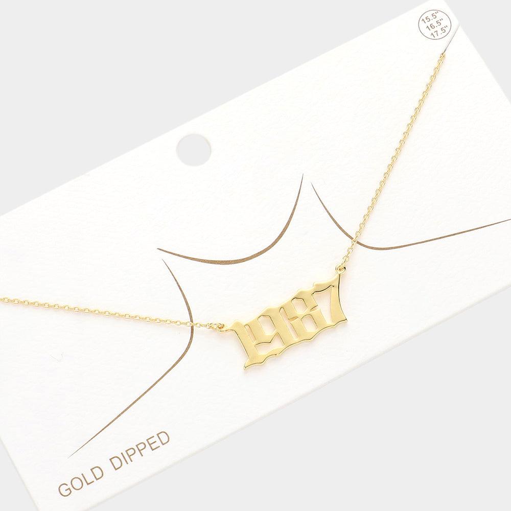 Gold 1987 Gold Dipped Birth Year Pendant Necklace