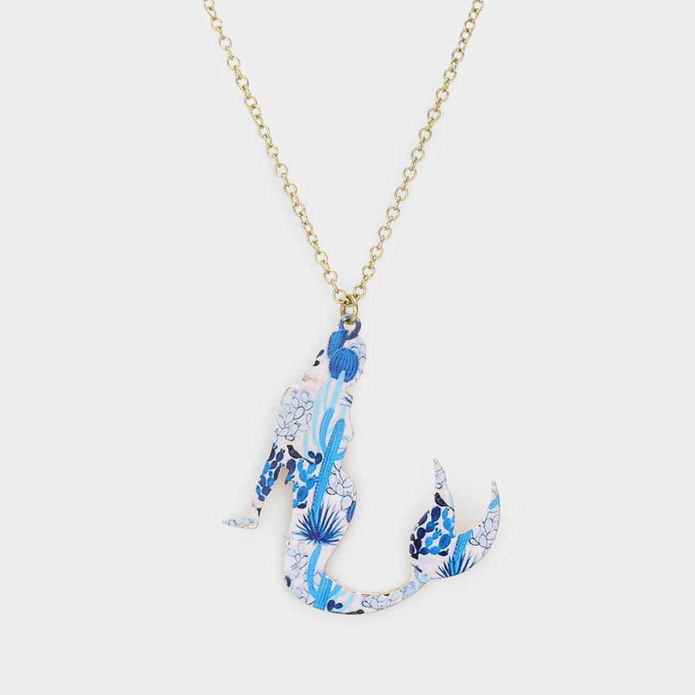 Gold Patterned Mermaid Pendant Necklace - Jewelry Store by Erik Rayo