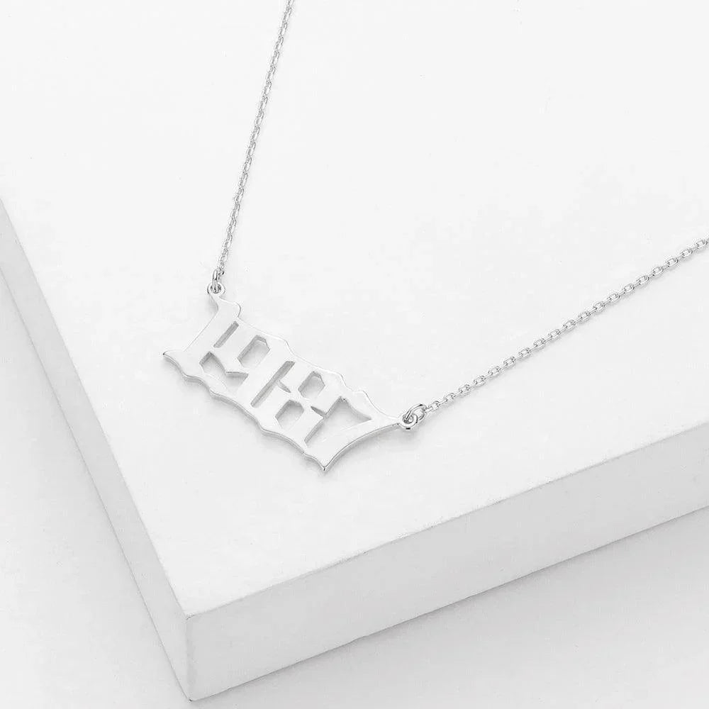 Gold 1987 White Gold Dipped Birth Year Pendant Necklace - Jewelry Store by Erik Rayo