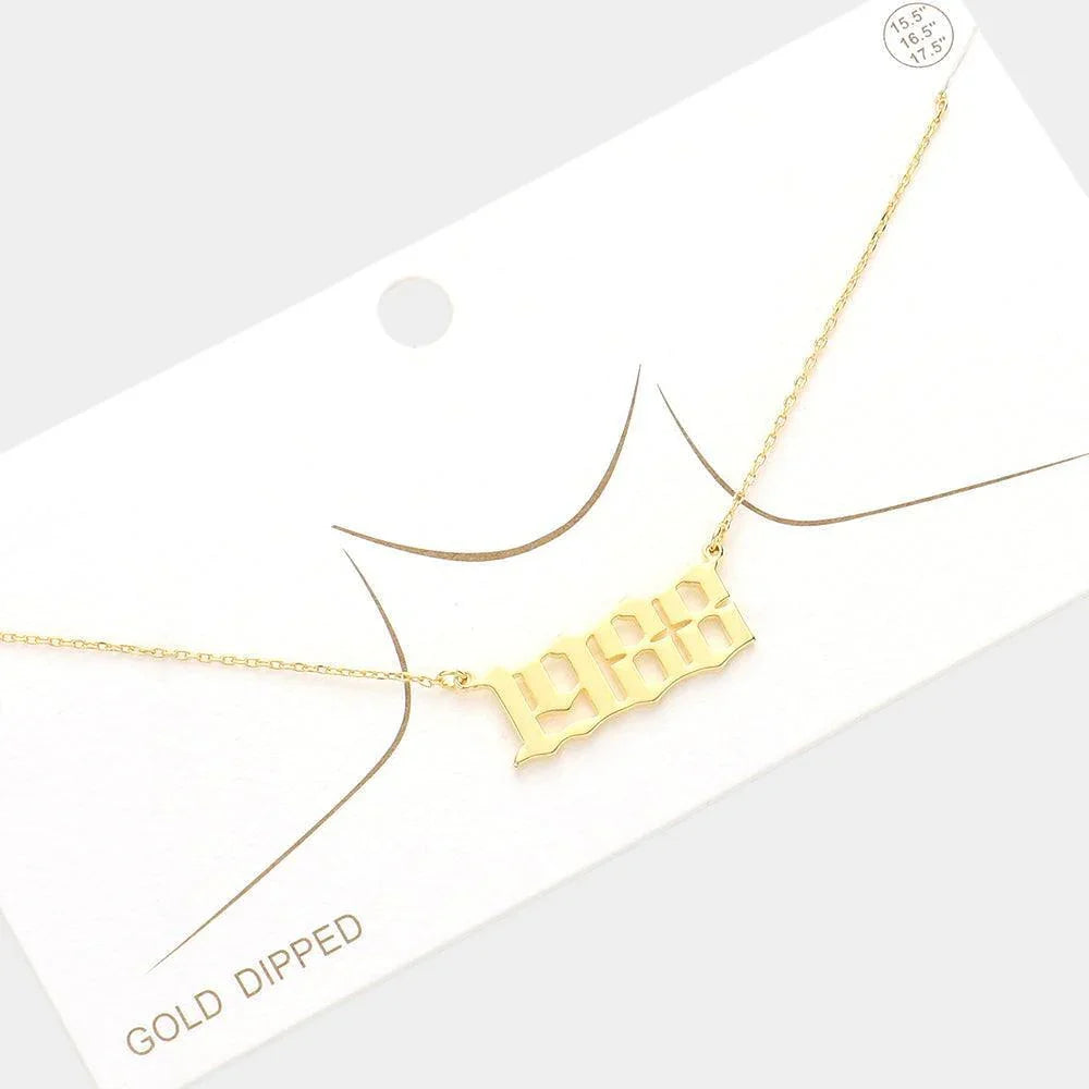 Gold 1988 Gold Dipped Birth Year Pendant Necklace - Jewelry Store by Erik Rayo