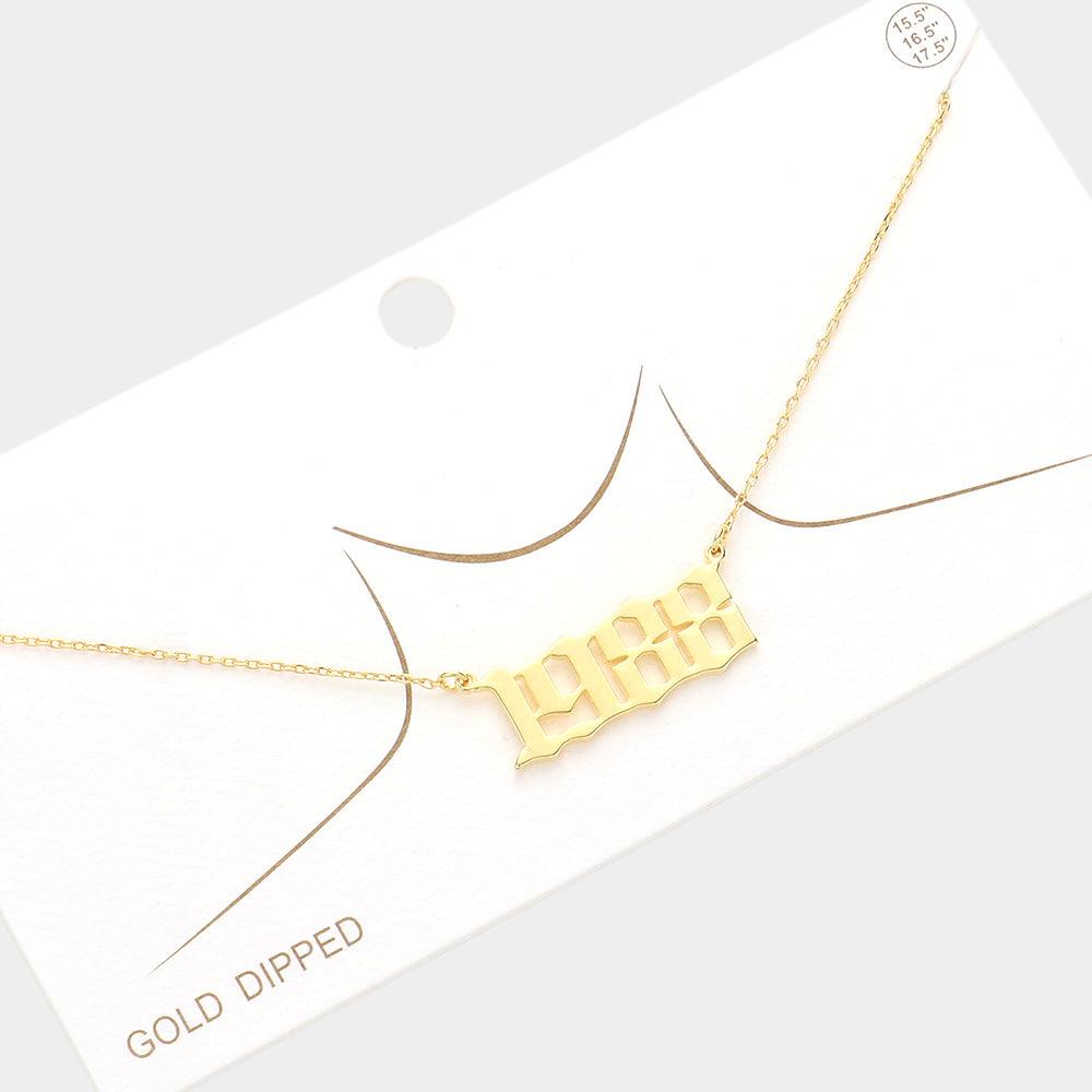 Gold 1988 Gold Dipped Birth Year Pendant Necklace