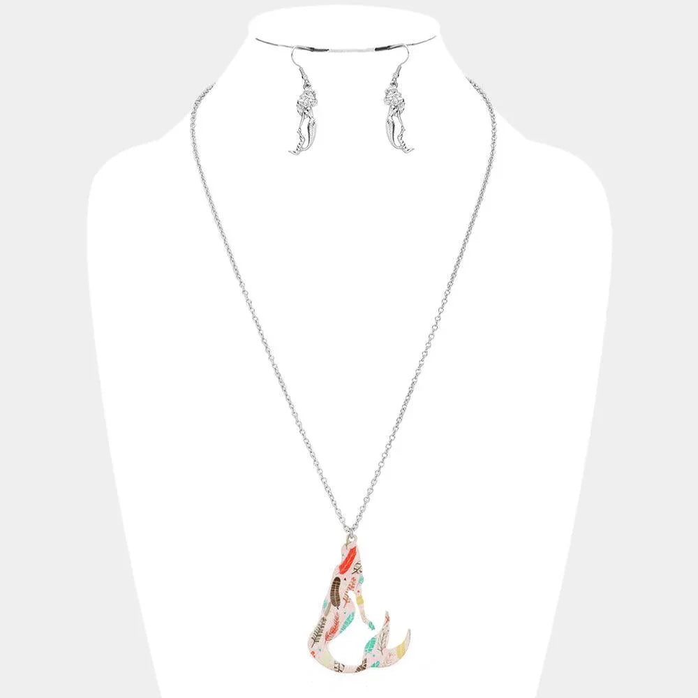 Silver Patterned Mermaid Pendant Necklace - Jewelry Store by Erik Rayo